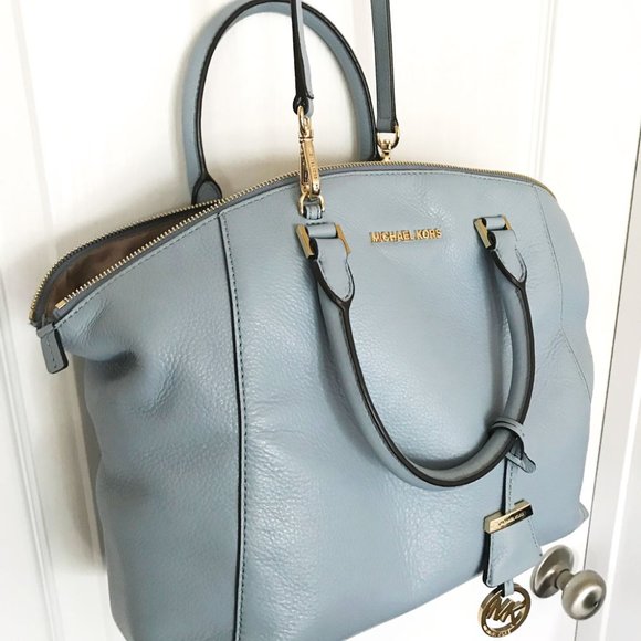 Michael Kors Handbags - Michael Kors Leather Satchel Bag, Light Blue